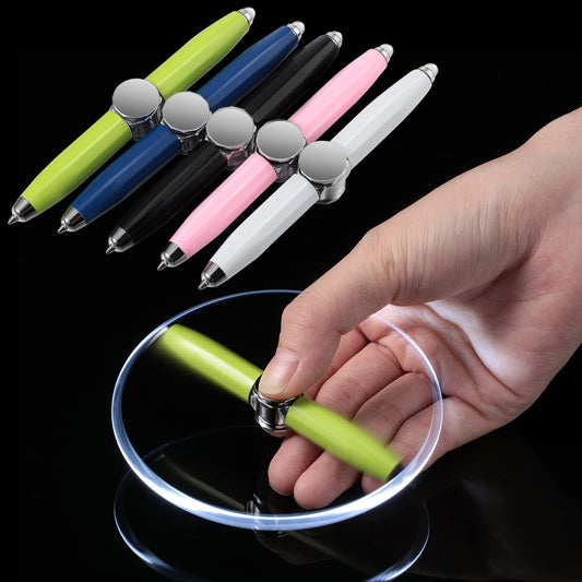 Creative Multi-Function LED Pen Spinning Decompression Gyro Metal Ballpoint Pen Fashion Office School Supplies Writing Pens - KuzuSHOP