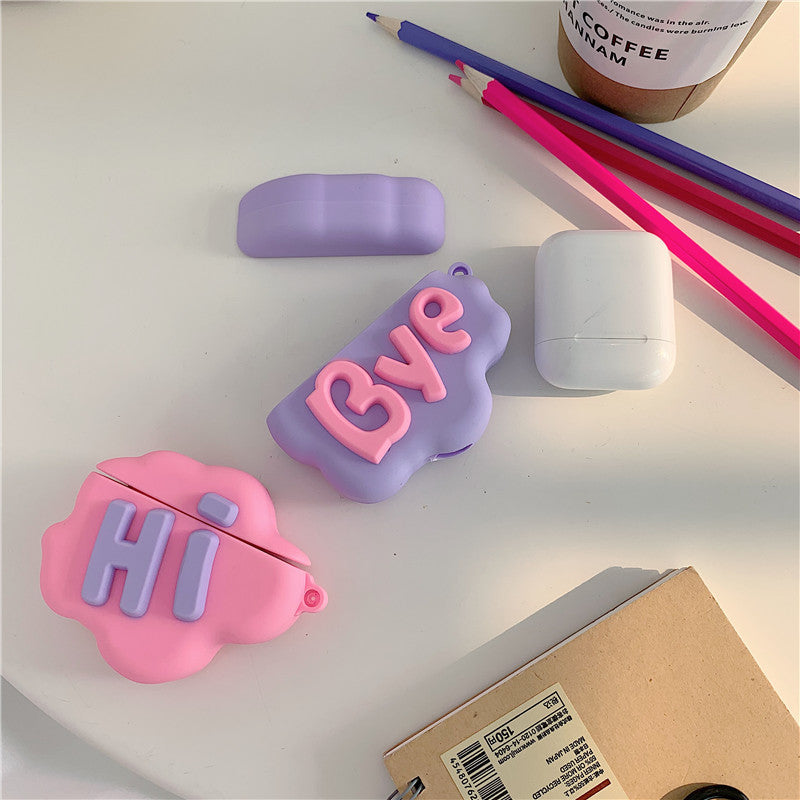 AirPod 2 Case 3D HI BYE Cloud Letter Cartoon Soft Silicone Wireless Earphone Cases For Apple Airpods Case Cute Cover - KuzuSHOP