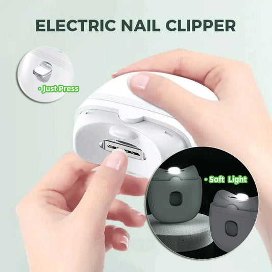 Electric Nail Scissors Rechargeable Mini Nail Clippers For Children Adults Automatic Nail Trimmer Manicure Polishing With Light - KuzuSHOP