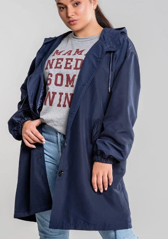 Plus Size Trench Coat Mid-length Loose Long Sleeve Jacket - KuzuSHOP