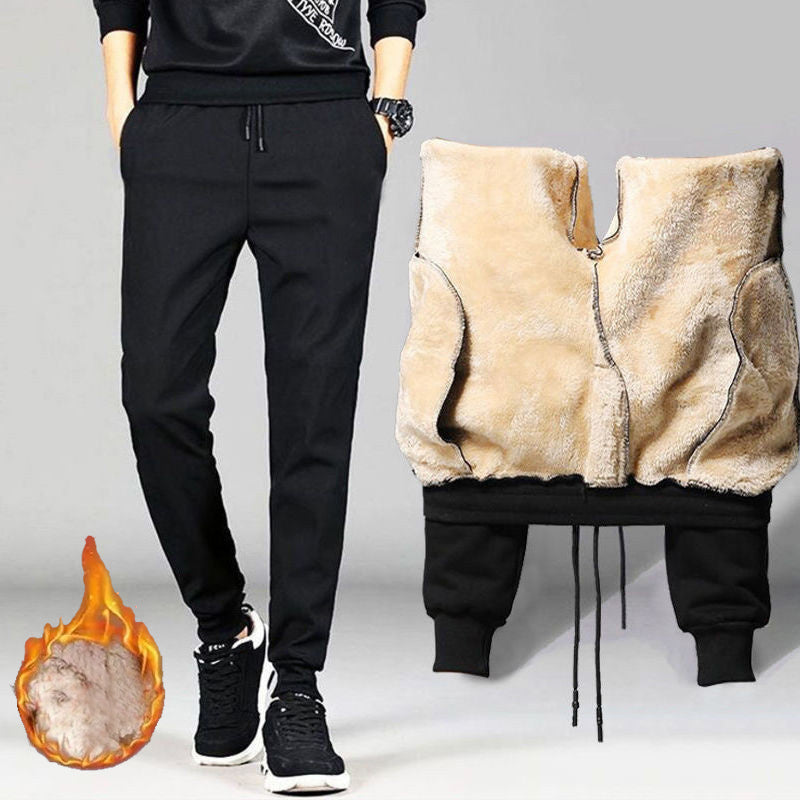Autumn Winter Pants Men Women Trousers Warm Fleece Drawstring Pants M-5XL - KuzuSHOP