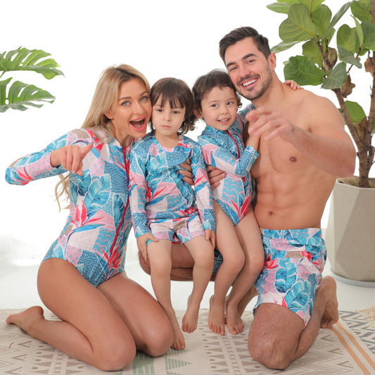 Europe And The United States Father And Daughter Parent-child Swimsuit Boys And Girls Swimsuit Leopard Print - KuzuSHOP