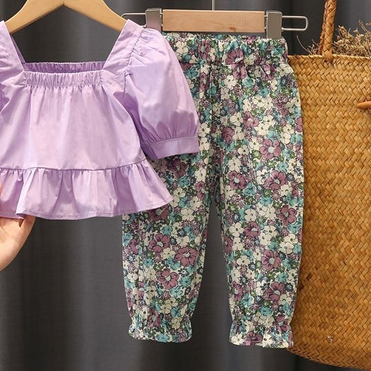 Western Style Floral Children Two-Piece Suit - KuzuSHOP