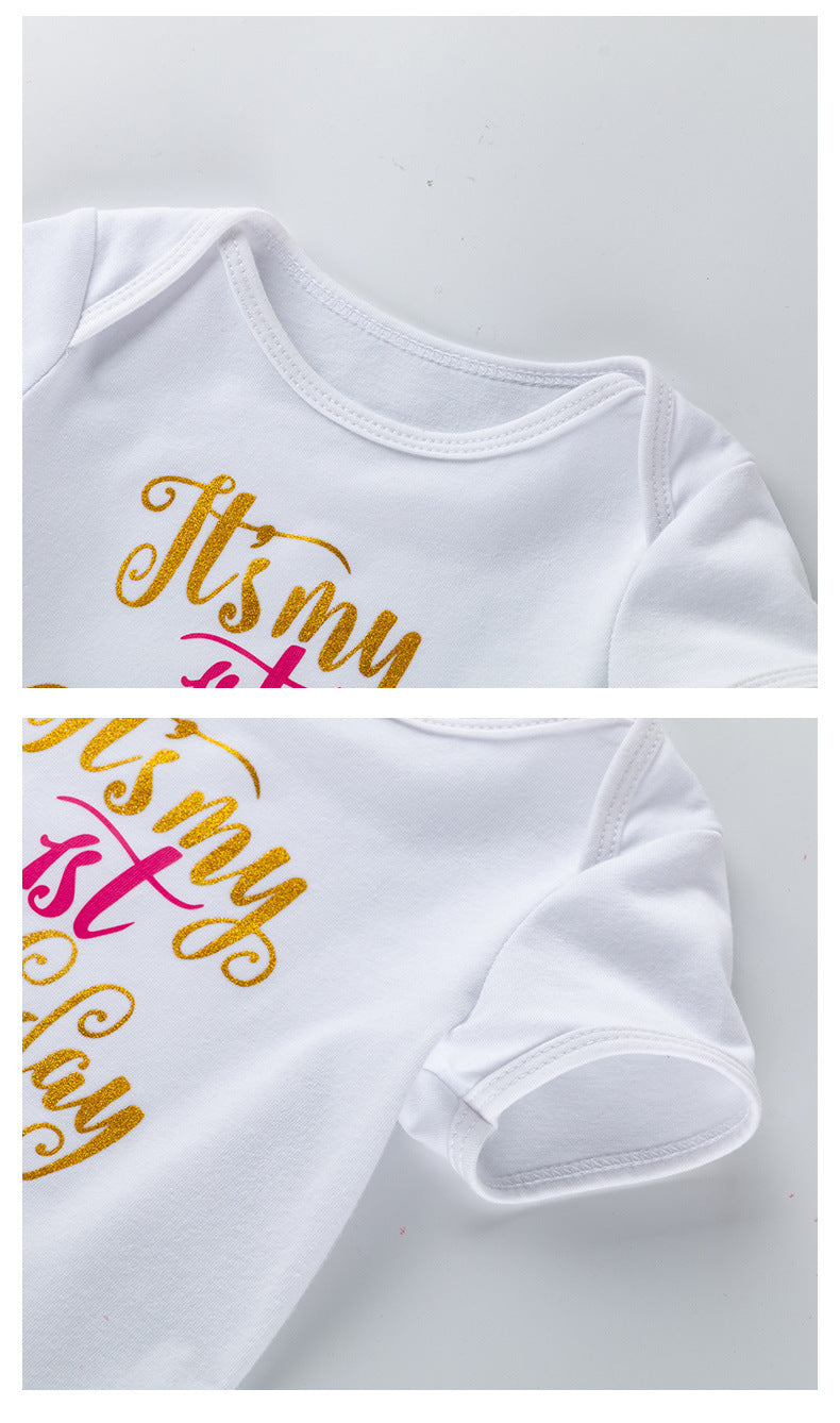 Fashion Girls' Short-sleeved Letter Printed Blouse Mesh Skirt - KuzuSHOP