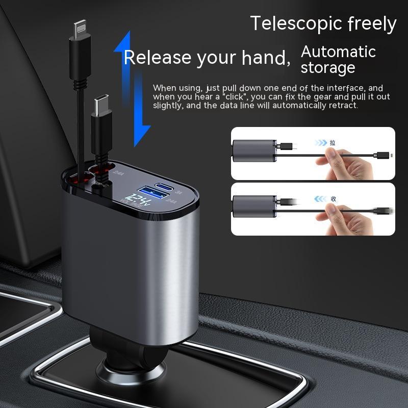 Metal Car Charger 100W Super Fast Charging Car Cigarette Lighter USB And TYPE-C Adapter - KuzuSHOP