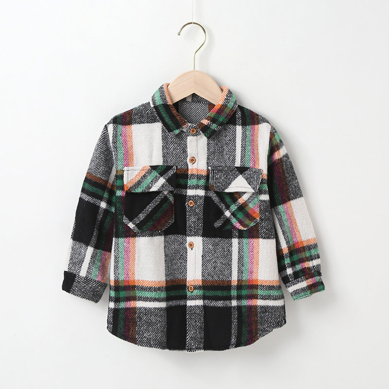 Girls Fashion Small Plaid Shirt Children's - KuzuSHOP