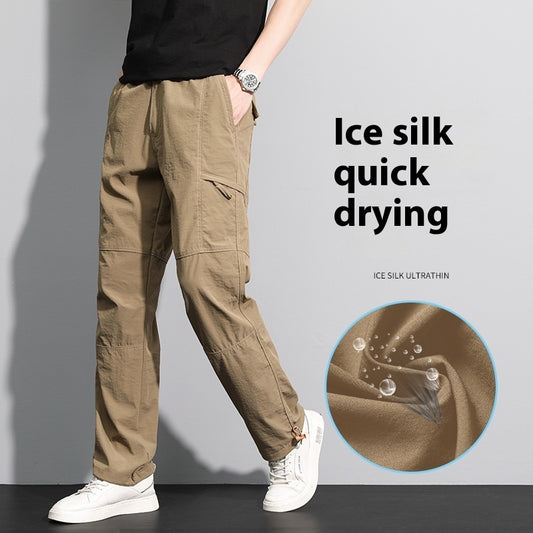 Thin Overalls Men's Casual Loose Ultrathin Khaki Straight - KuzuSHOP
