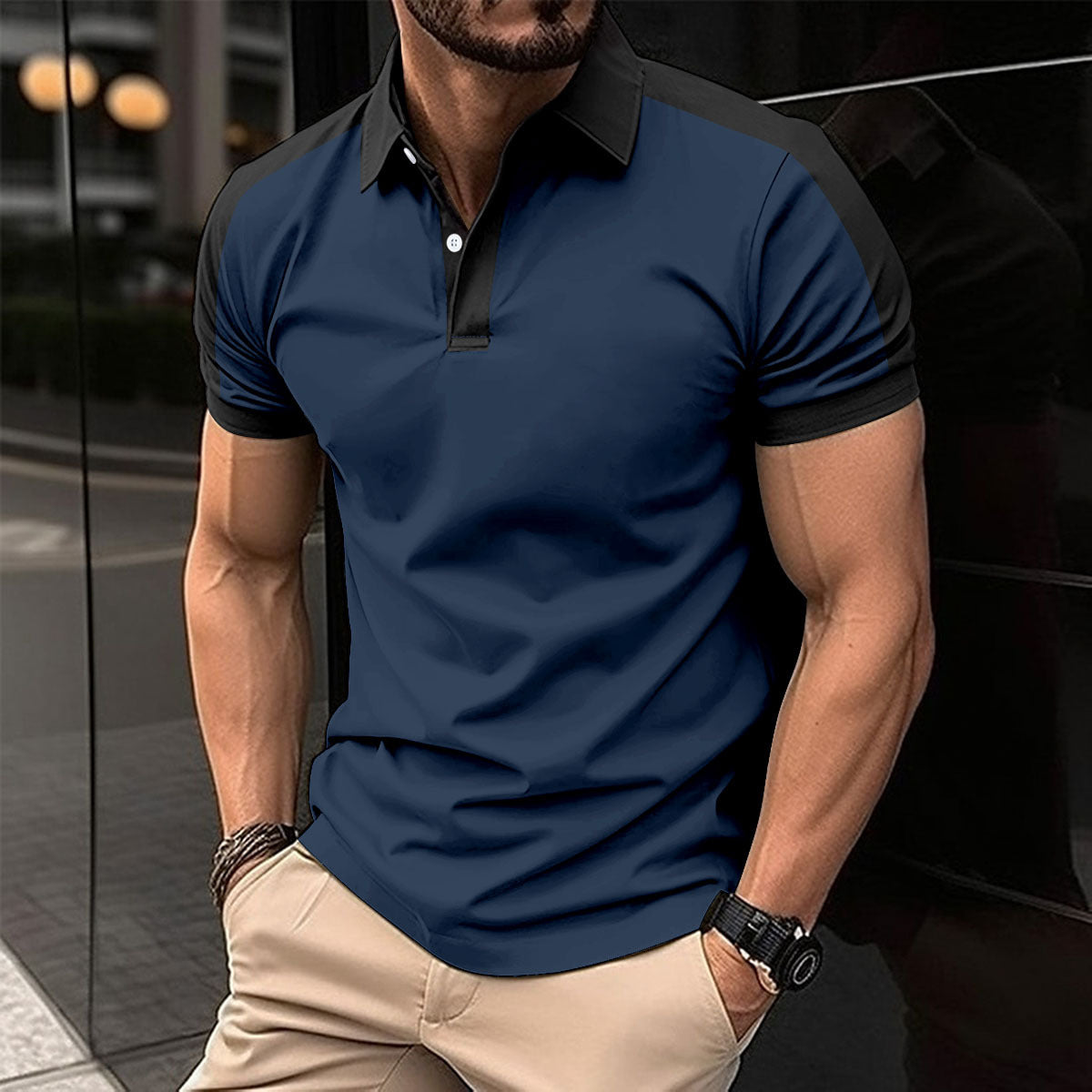 Men's Short Sleeve Business Shirt Summer Casual Polo Shirts - KuzuSHOP