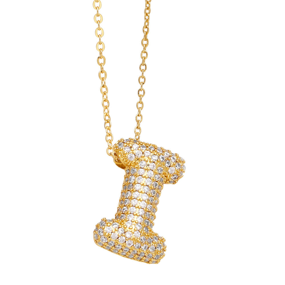 26 English Letter Necklace For Women Inlaid Zircon - KuzuSHOP
