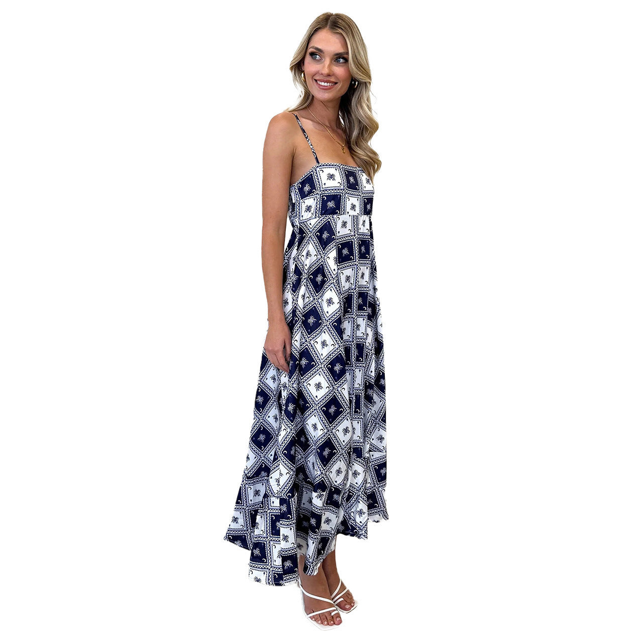 Floral Print Suspender Dress Summer Slim Fit Long Dresses For Womens Clothing - KuzuSHOP