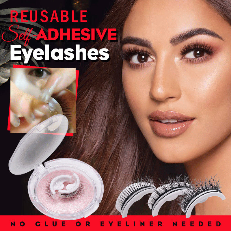 Reusable 3D Mink Lashes Natural False Eyelashes Self Adhesive Fake Glue Free Makeup Eyelash Extension Silk - KuzuSHOP
