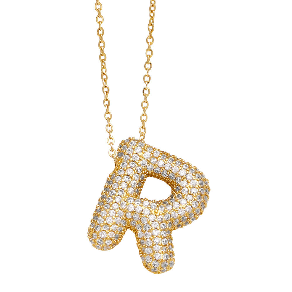 26 English Letter Necklace For Women Inlaid Zircon - KuzuSHOP