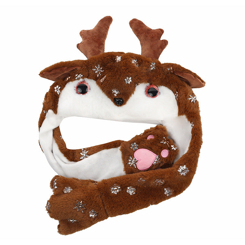 Novel Movable Christmas Hat Winter Cute Santa Claus Snowman Elk Hat - KuzuSHOP