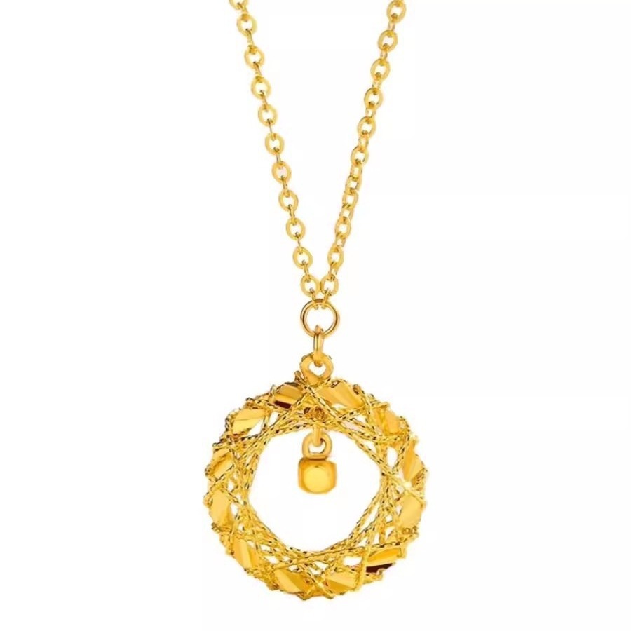 Fashion Gold Circle Net Design Necklace For Women Jewelry - KuzuSHOP