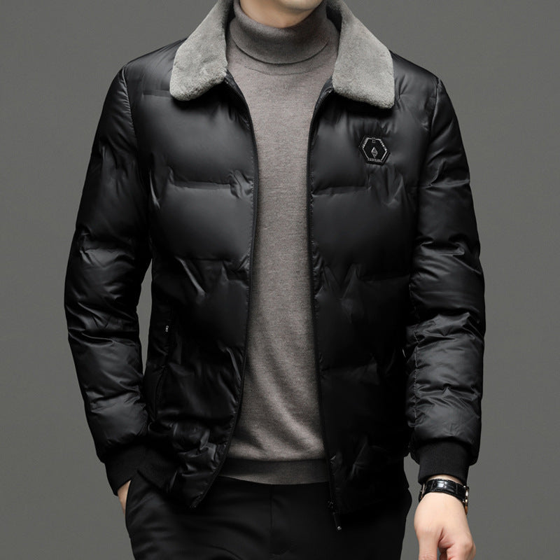 Men's Cotton-padded Jacket Winter Fur Collar Coat Men's Casual Jacket - KuzuSHOP