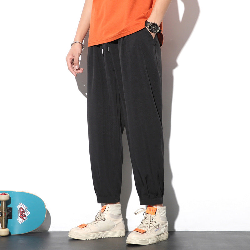 Drawstring Pants Summer Casual Ice Slik Trousers Jogger Hiking Sports Pants Men - KuzuSHOP