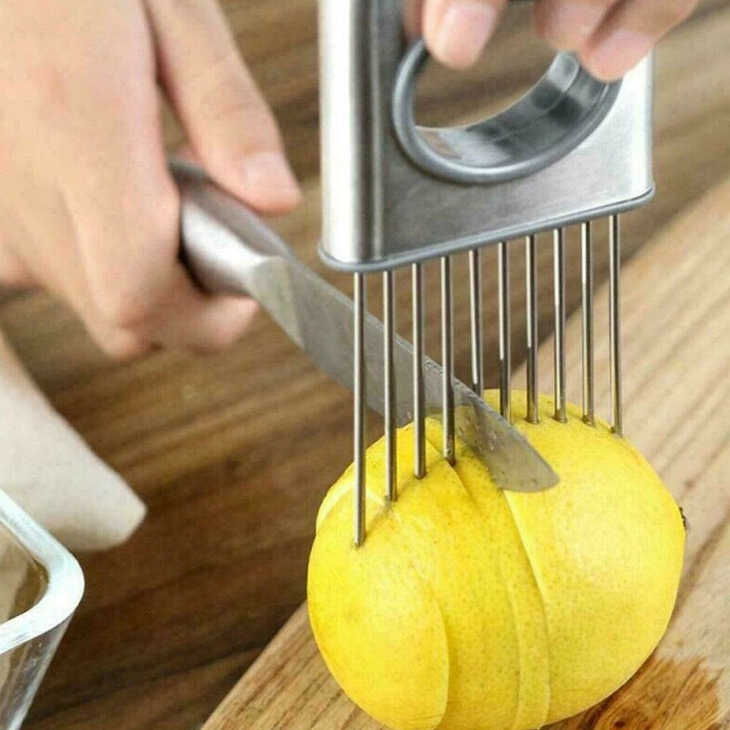 Onion Holder Slicer Vegetable tools Tomato Cutter Stainless Steel Kitchen Gadget - KuzuSHOP