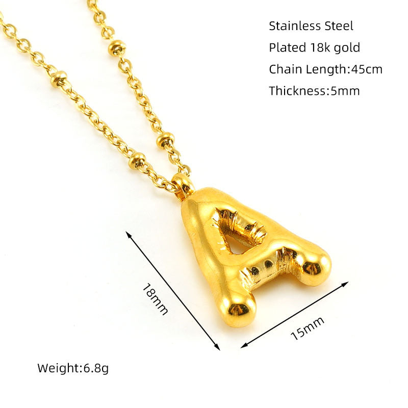 Women's Fashion Bubble Letter Pendant Letter Necklace - KuzuSHOP