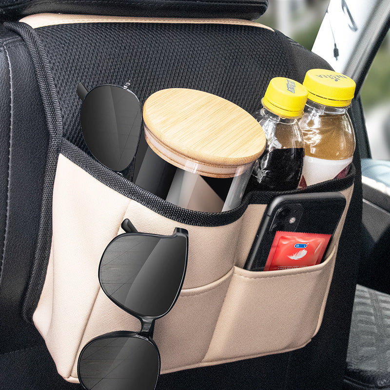 Car Rear Seat Storage Bag Car Leather Multifunctional - KuzuSHOP