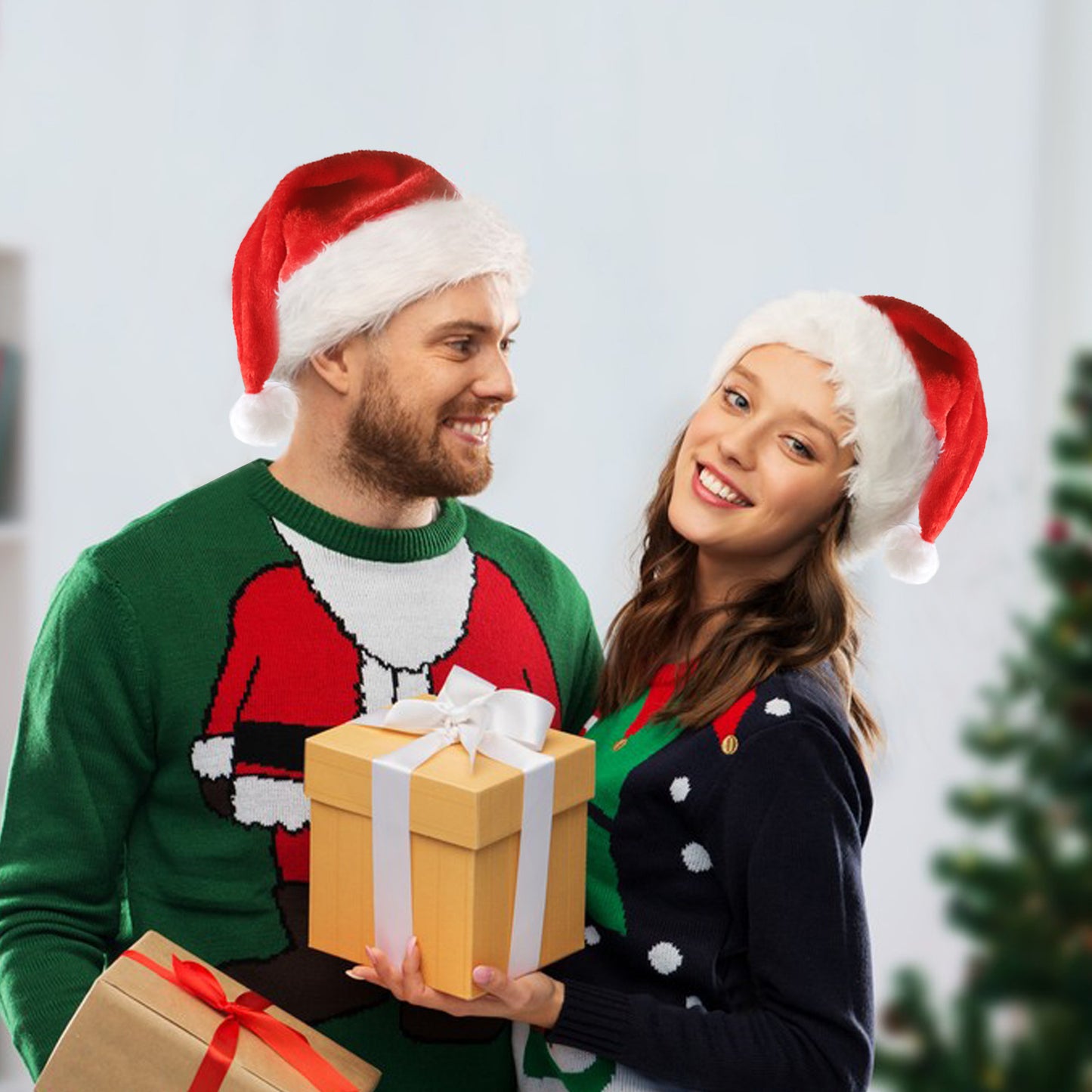 LED Light Christmas Hat for Children & Adults, Christmas Luminous Santa Hat