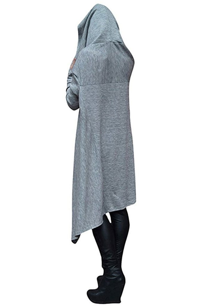 Long embroidered cloak hooded sweater - KuzuSHOP