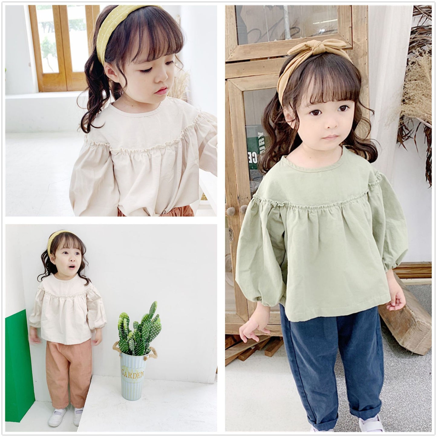 Girls' Korean Long Sleeve Doll Shirt - KuzuSHOP