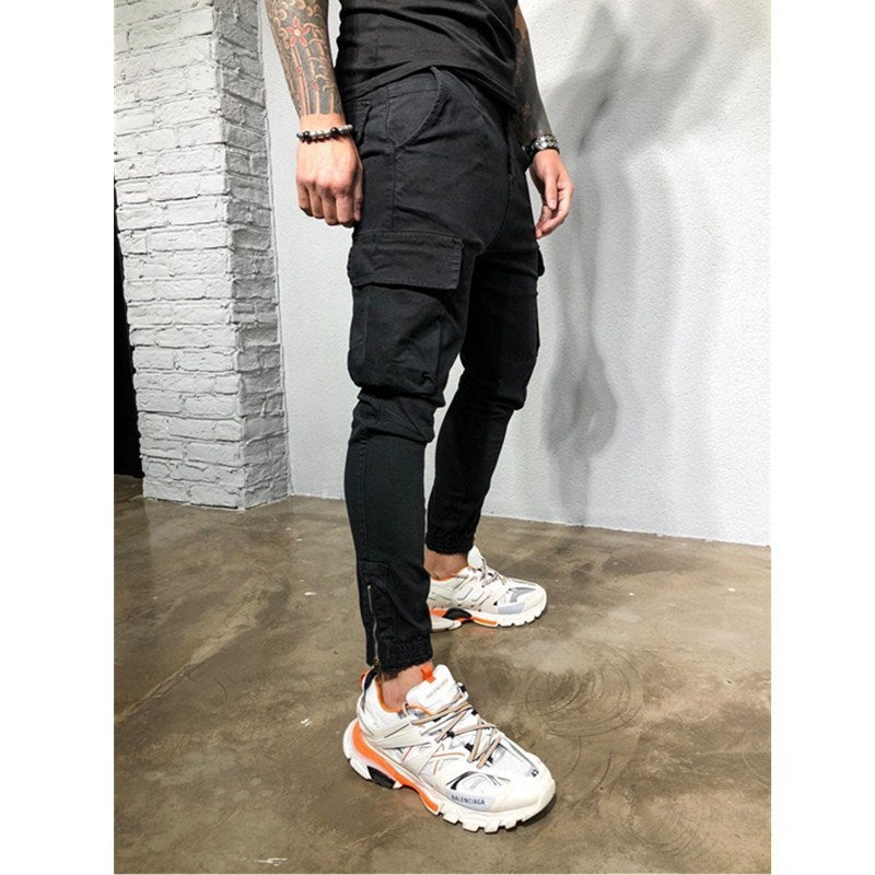 Drawstring zip woven pants - KuzuSHOP
