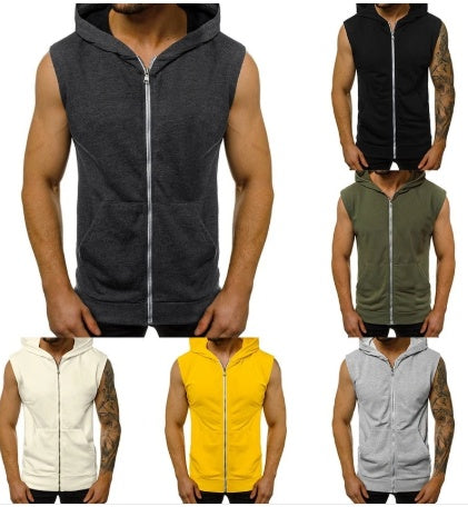 Zipped sweater with sleeveless hooded sport & casual cardigan - KuzuSHOP