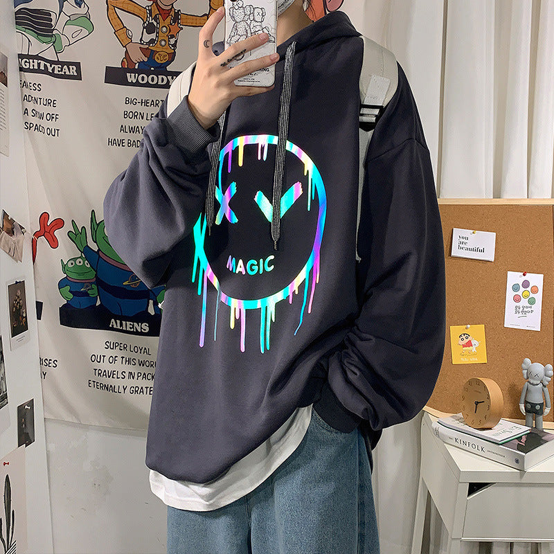 Casual trendy brand reflective hoodie - KuzuSHOP