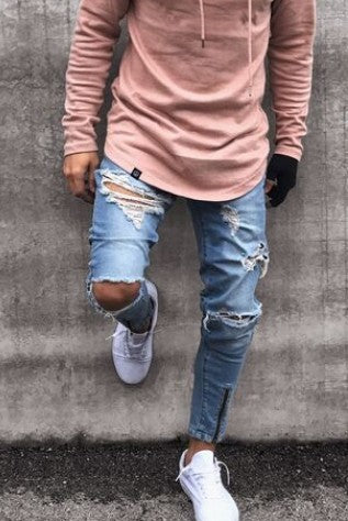 Stretchy Ripped Jeans - KuzuSHOP