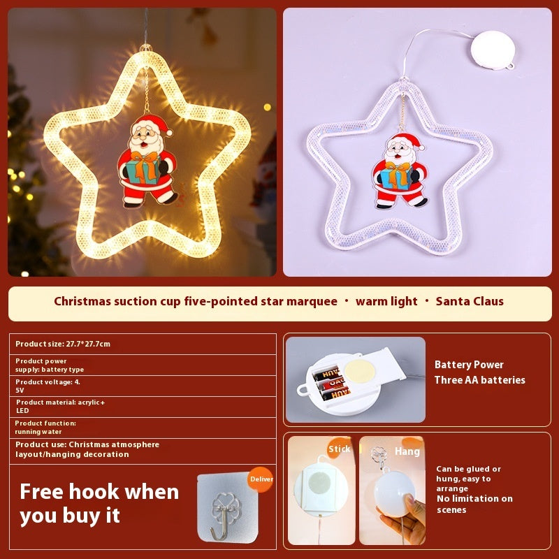 Christmas Pendant Decoration Christmas Atmosphere Led Lights Led Christmas Star Light Decoration For Window Door For Holiday - KuzuSHOP