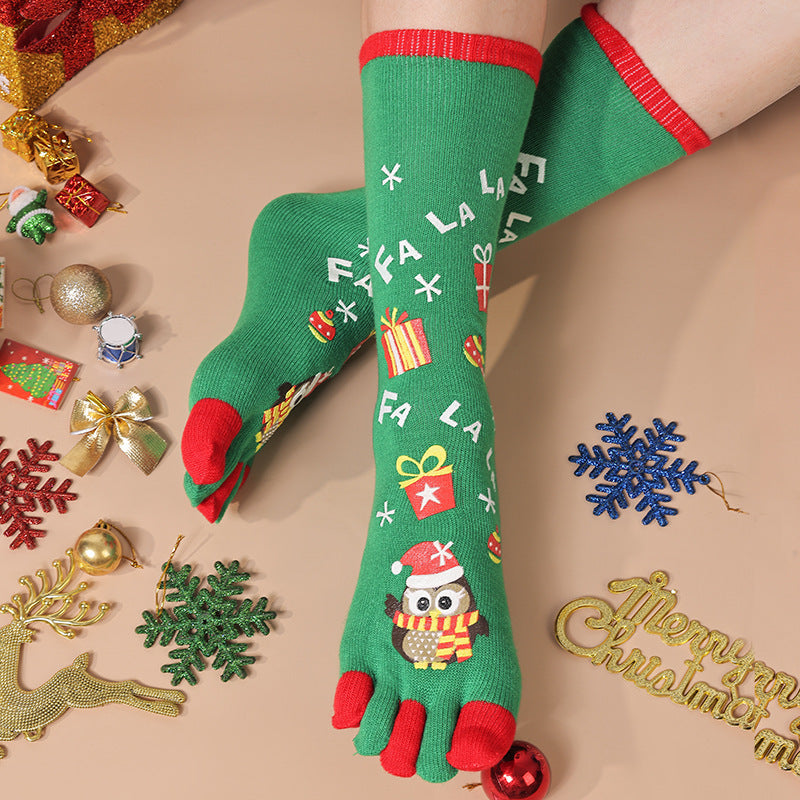 Cute Christmas Five-finger Socks Winter Elastic Sweat-absorbent Split-toe Socks For Women - KuzuSHOP