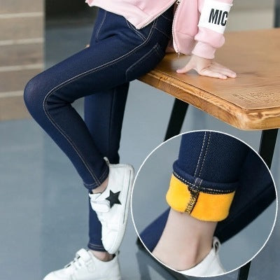 Plus velvet thick Korean baby trousers stretch Slim - KuzuSHOP