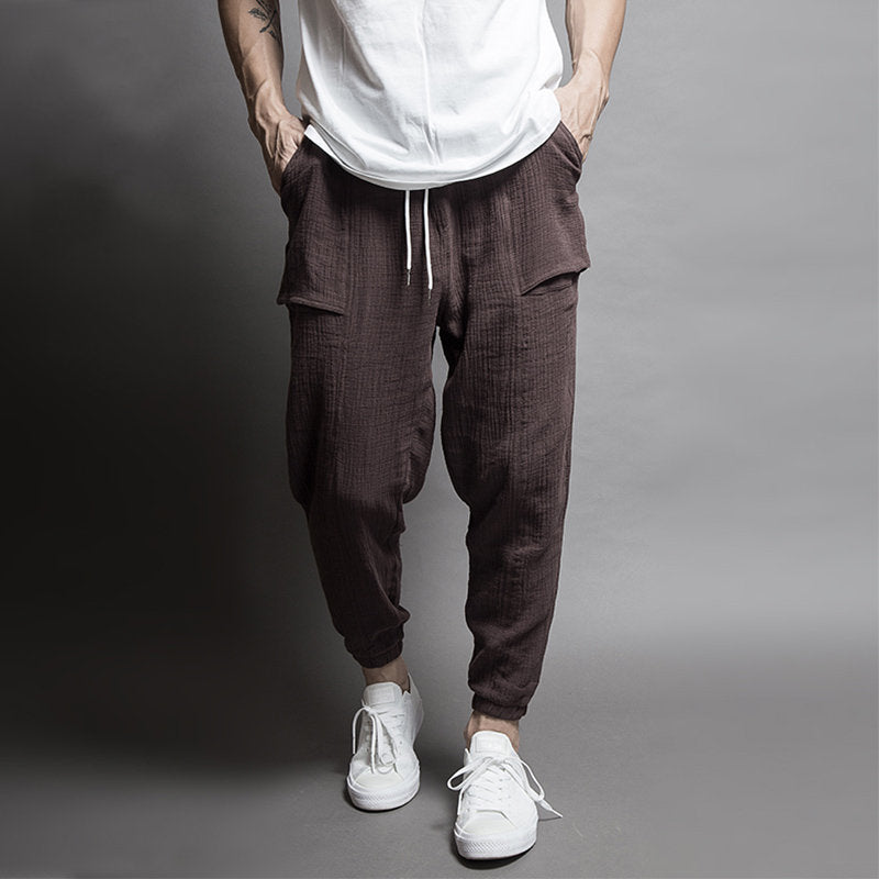Casual double-layer wrinkled color beam leg pants - KuzuSHOP