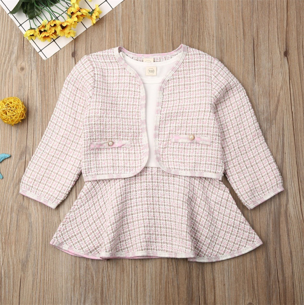 Long-sleeved Dresses Two-piece Children's Baby Small Incense Wind Suit - KuzuSHOP