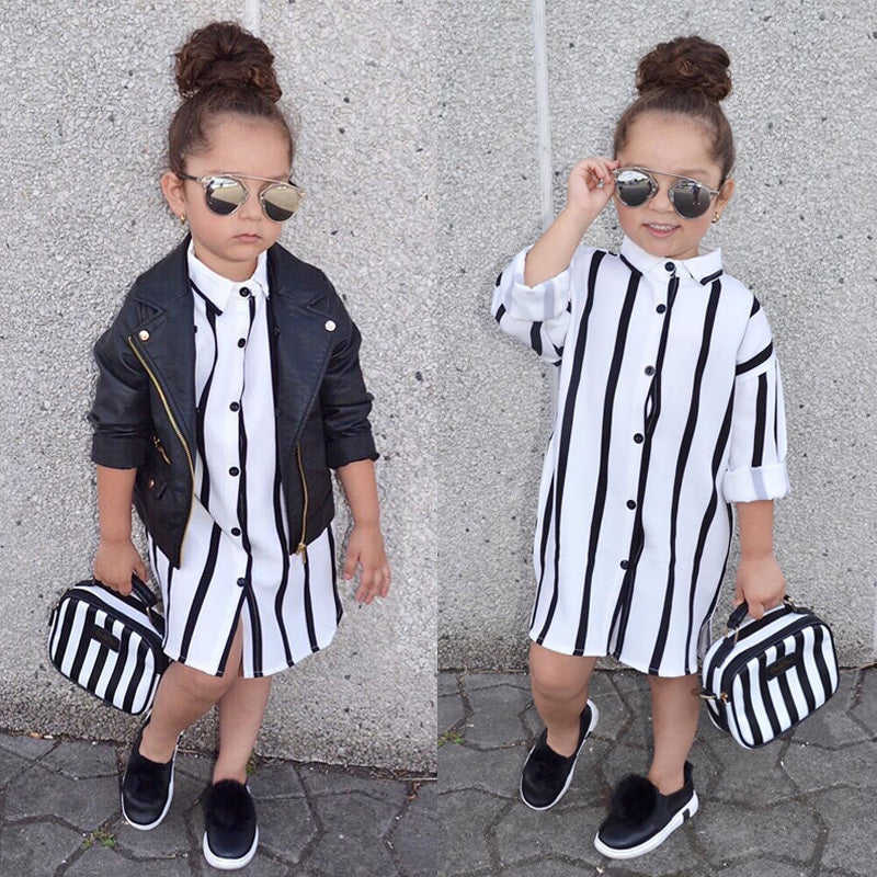 Black and white vertical stripe shirt - KuzuSHOP