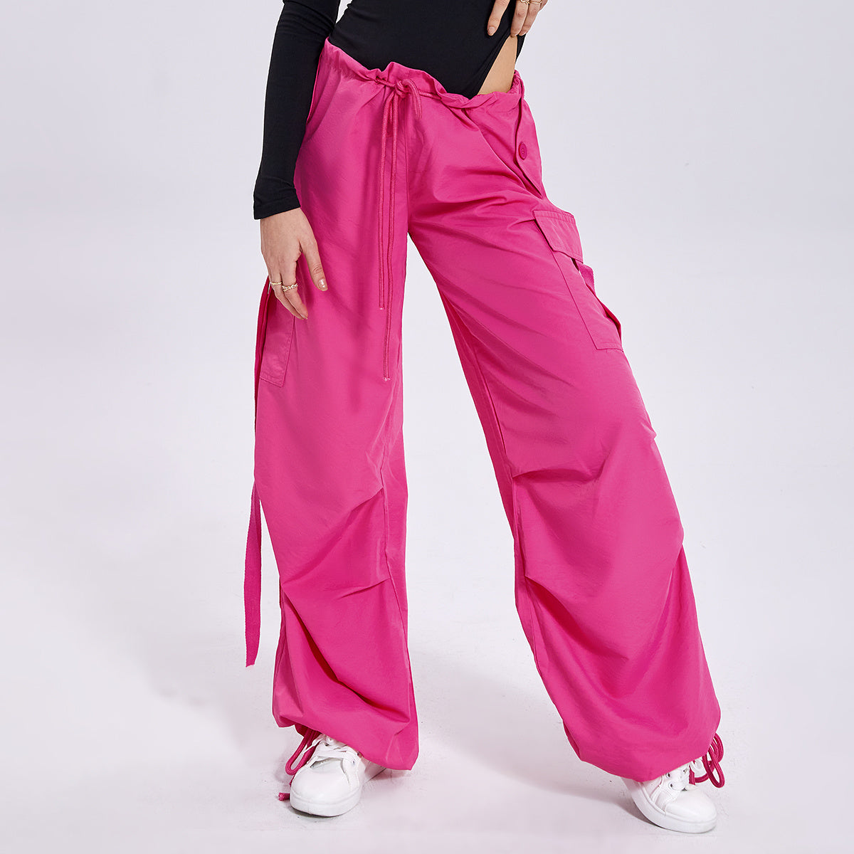 Solid Color Loose Casual Streamer Overalls - KuzuSHOP