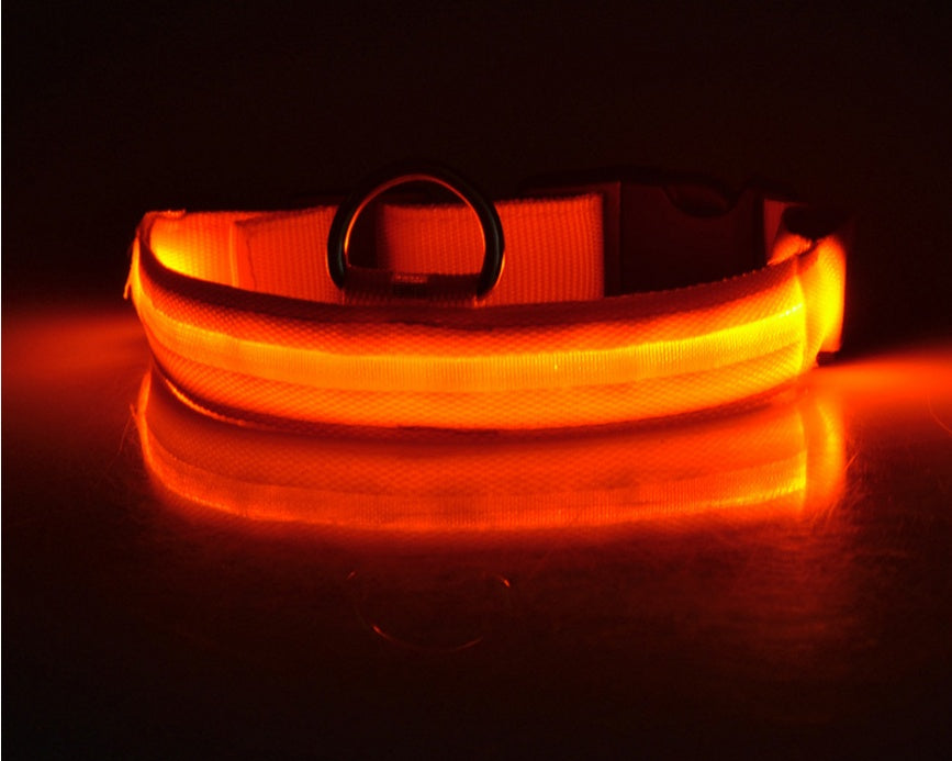 Nylon LED PetSupplies Dog Luminous Collar Night Safety Flashing Glow in Dark Dog Cat Leash Adjustable Pet z