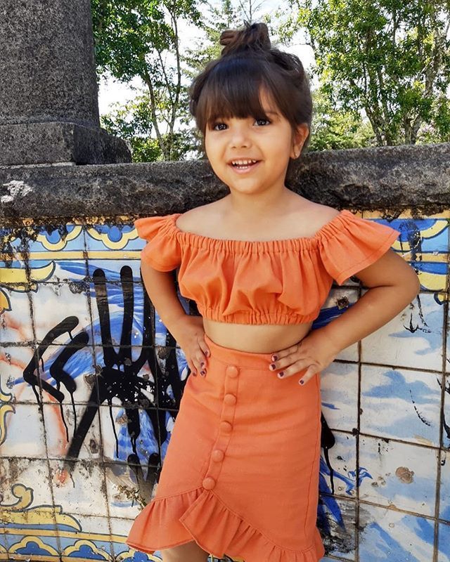 Girl orange skirt suit - KuzuSHOP