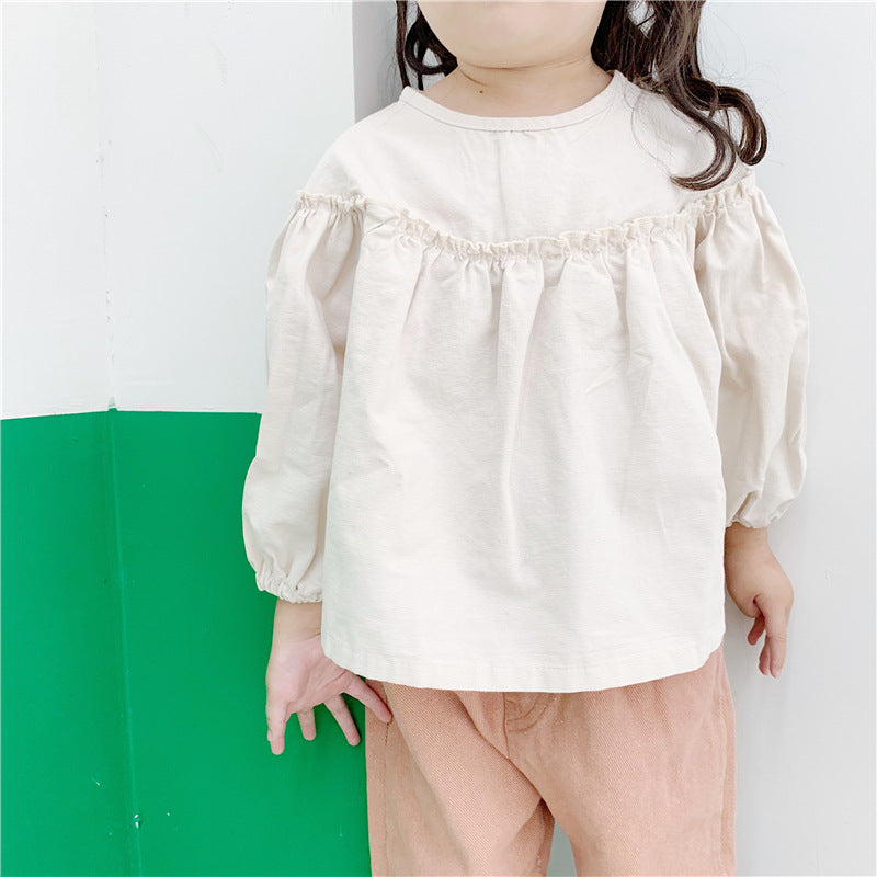 Girls' Korean Long Sleeve Doll Shirt - KuzuSHOP