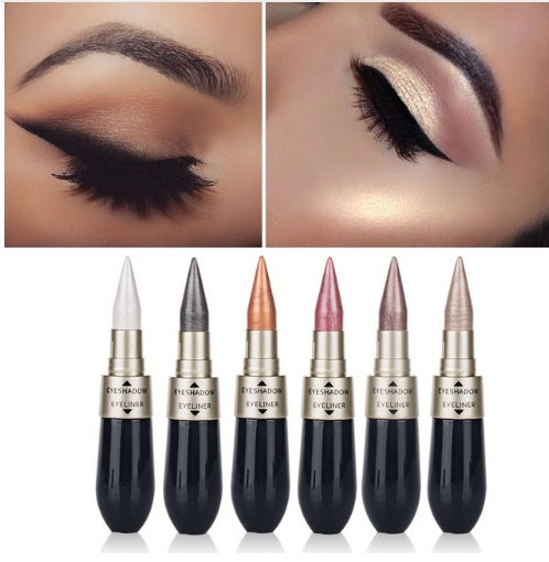 Double head six color eyeshadow black eyeliner - KuzuSHOP