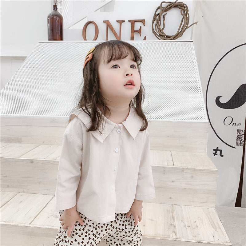 Girls' embroidered large lapel shirt - KuzuSHOP