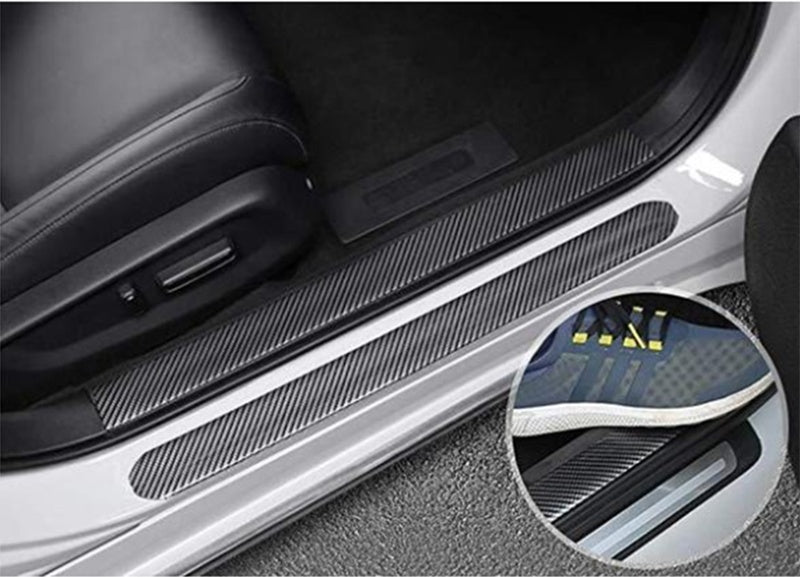 Automobile Threshold Bar Anti-stick General Door Side Bumper Stickers Universal Modified Pedal Trim Strips Carbon Fiber Pattern - KuzuSHOP