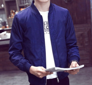 Spring And Autumn Season Thin Men's Baseball Collar Pure Color Repair Jacket Korean Version Repair Body Big Code Tide Jacket Man - KuzuSHOP