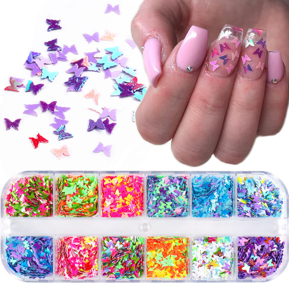 Symphony butterfly sequin nail decoration - KuzuSHOP