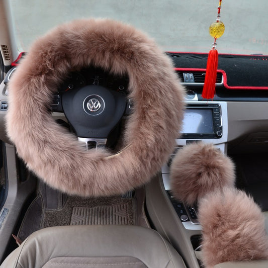 Three-piece wool steering wheel cover - KuzuSHOP