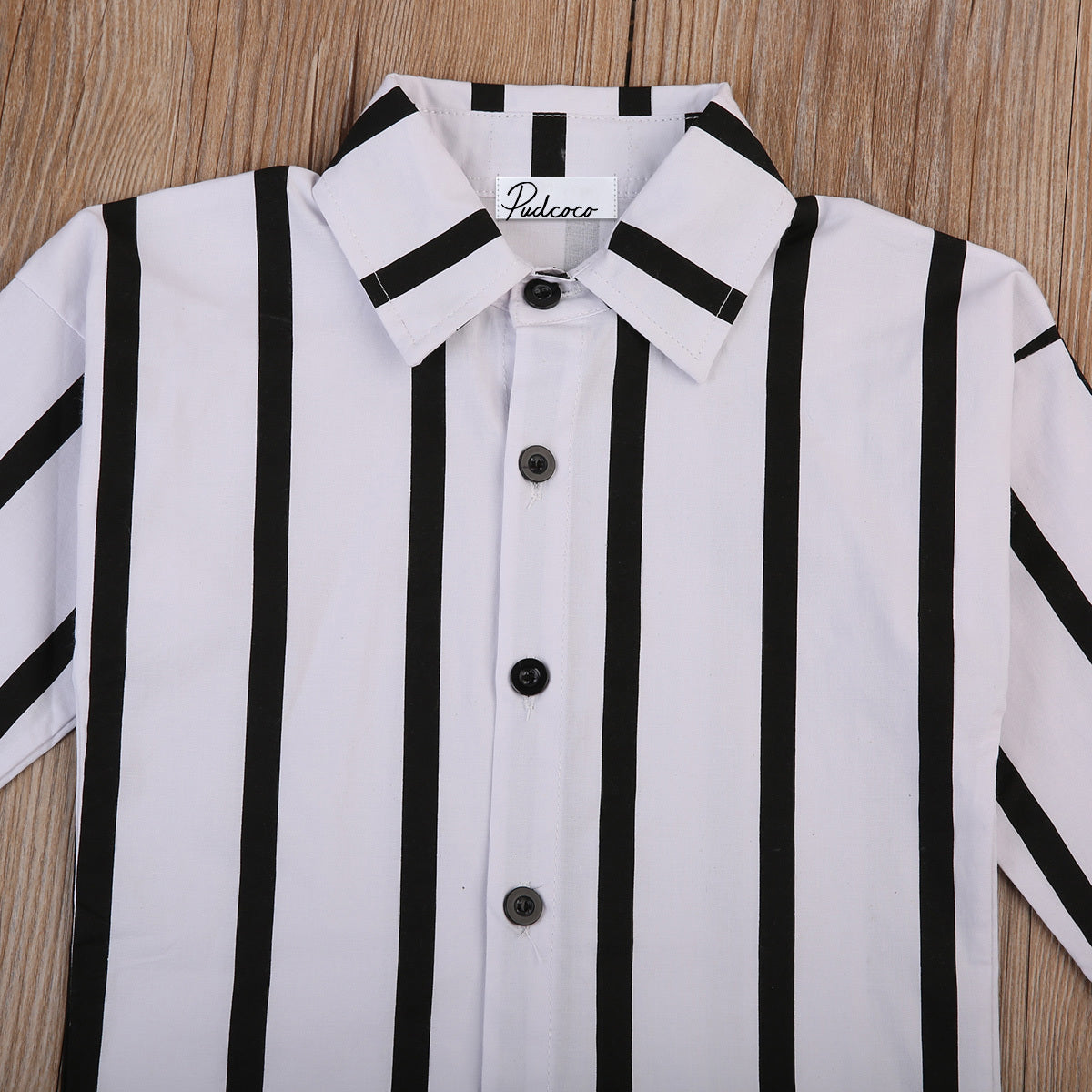 Black and white vertical stripe shirt - KuzuSHOP
