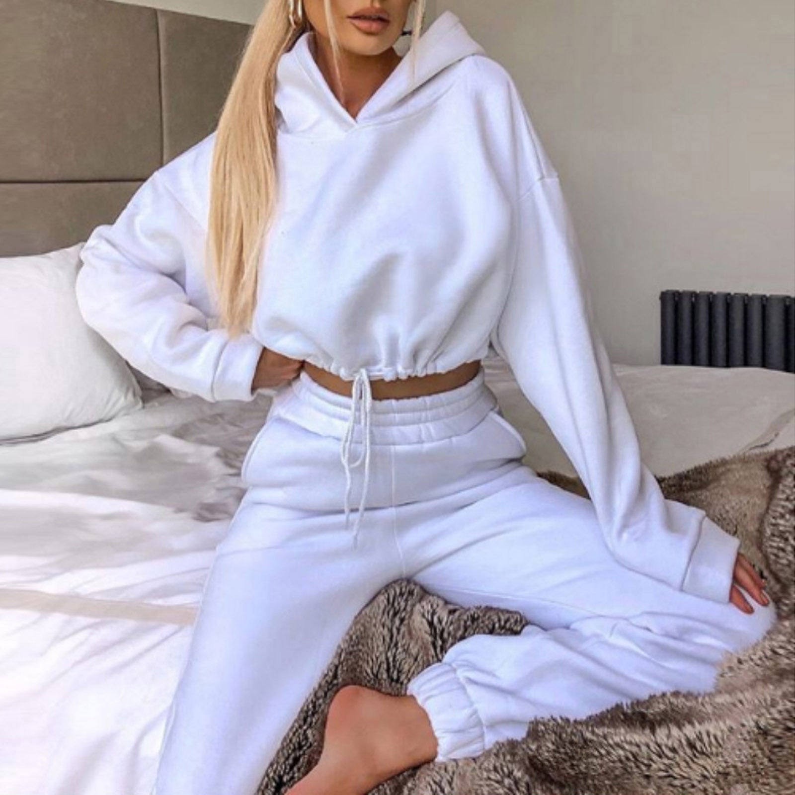 Jogging Suits For Women 2 Piece Sweatsuits Tracksuits Sexy Long Sleeve HoodieCasual Fitness Sportswear - KuzuSHOP