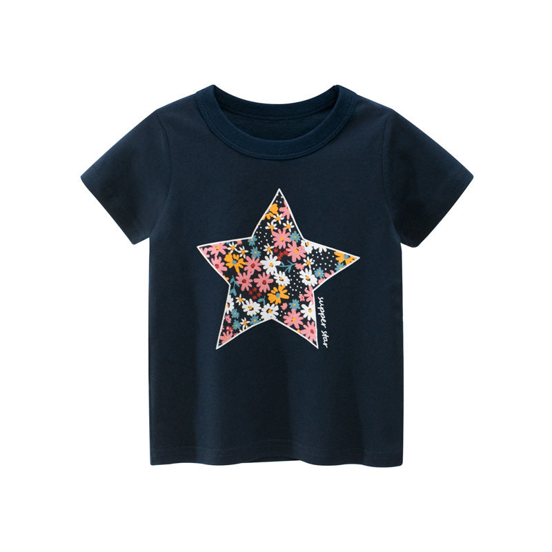 Summer Girls Short Sleeve t-Shirt Children's Clothing - KuzuSHOP