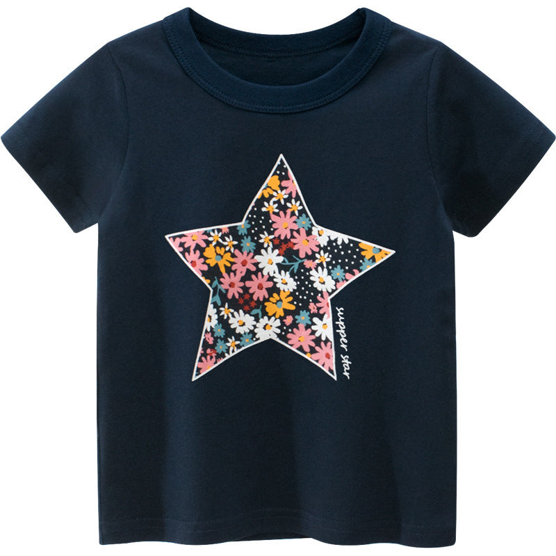 Summer Girls Short Sleeve t-Shirt Children's Clothing - KuzuSHOP